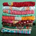 Indian Vintage Handmade Kantha Quilts Tribal Kantha Cotton Bed Cover Throw Assorted Patches Made Rally Reversible Bedspread Throw Old Sari Assorted Patches Indian Blanket(10 PCS), Large 82 X 52 In