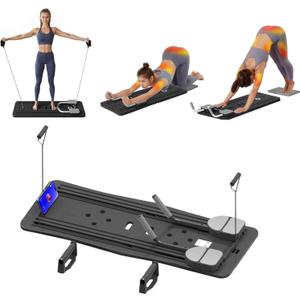Pilates Board, Pilates Reformer Set, Multi Functional Foldable Pilates Machine for Home, 5 in1 Pilates Sliding Board, Pilates Equipment with Timer