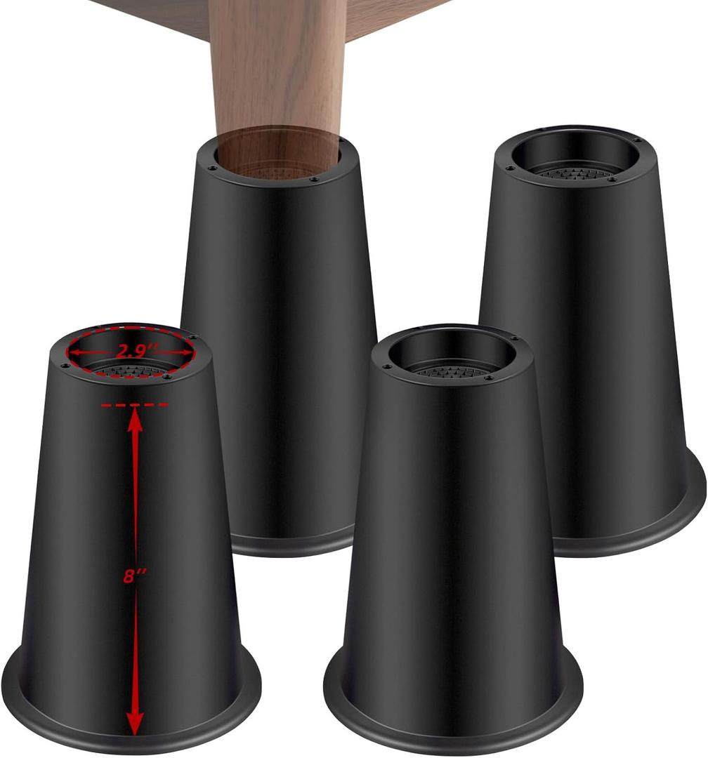 NKPOPHETE 8 inch Bed Risers Adjustable Furniture Risers - Heavy Duty Non-Slip Lift Supports for Beds/Couches/Sofas, Durable Square Design with Creates Storage Space (4 Pack Brown, 8 inch Round)