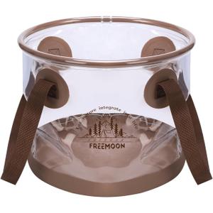 FREEMOON Collapsible Bucket, PVC Folding Bucket Wash Basin with Handle, Portable Storage Bucket Water Basin for Camping Fishing Travelling Picnic Gardening (10L / 2.5 Gallon)