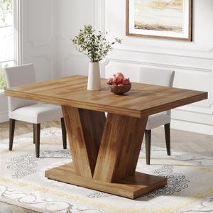 Tribesigns 47-Inch Dining Table for 4, Walnut Brown Kitchen Dinner Table with Heavy Duty Pedestal, Farmhouse Wooden Eating Table for Home, Dining Room, Small Space, 47.25" W X 31.5" D X 29.9" H