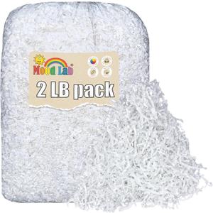 2 x Mood Lab Crinkle Cut Paper Shred Filler - 2 LB White - Shredded Cut Paper for Basket Filling - Gift Box Kraft Wrapping Paper