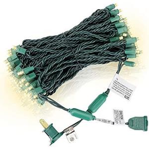 AIDDOMM 100 Counts Warm White LED Christmas Lights – 50ft 5mm White Christmas Lights Outdoor Commercial Grade Waterproof, Indoor Christmas Tree Decorations, Green Wire Mini String Lights, UL, IP:65