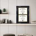 GraduationMall 14x20 Double Diploma Frame, Display 8.5x11 Certificate with Black over Gold Mat,Tempered Glass,Black with Silver Beads