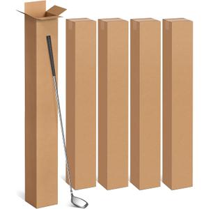 Magicheap 5 Pack Golf Club Shipping Boxes, 48x4x4 Inch Tall Corrugated Cardboard Golf Club Box for Shipping Packaging Moving Mailing