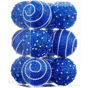Royal Blue Christmas Ball Ornaments, Christmas Ball Decorations Shatterproof Plastic Hanging Pearl Balls for Holiday Party(70mm/2.76", 12ct)