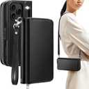 OCASE for iPhone 17 Pro Max Crossbody Wallet Case - Stylish PU Leather Handbag Phone Purse with Zipper Closure, Card Slots & RFID Blocking - Wrist Strap, Lanyard, Kickstand, Black