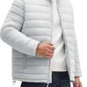 WHN Men Puffer Jacket Coat Lightweight Winter Waterproof Windproof Stand Collar Full Zipper Coats with 3 Pockets (Gray, XXL)