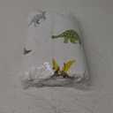 4 Pieces Toddler Bedding Set Dinosaur White with Colorful Dinos and Monsters Toddler Comforter Sheet Set for Autumu and Winter Includes Comforter, Flat Sheet, Fitted Sheet and Pillowcase