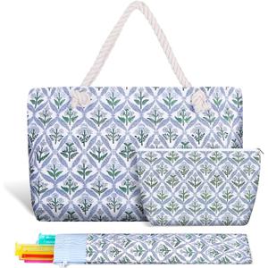 Empty Mahjong Bags Set for Tiles and Racks 24x13x4.7 Inch American Mahjong Carrying Bag Tote Tiles Bag Drawstring Protective Sleeve for Rack Pusher Party Travel, Case Only (Block Print)