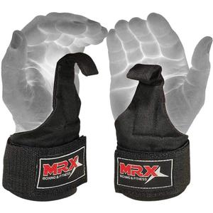 MRX Power Weight Lifting Straps Wrist Support Heavyduty Gym Training Bandage Cordura Hook Deadlifting Wraps, Black