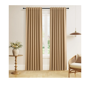 H.VERSAILTEX 100% Blackout Curtains for Bedroom with Black Liner Full Room Darkening Curtains 84 Inch Long Thermal Insulated Back Tab/Rod Pocket Window Drapes for Living Room, 2 Panels, Natural Sand