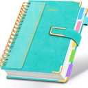 Hardcover Spiral Notebook College Ruled, 6.2"x 8.2" Leather Journal Notebook with Magnetic Closure, 300 Pages 5 Subject Notebook with Dividers Tabs Journal for Women Men, Work, School(Blue)