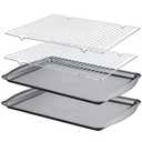 Gymdin Baking Sheet with Cooling Racks - Carbon Steel Cookie Sheets for Baking [2 Sheets + 2 Racks], Nonstick Baking Pans, Perfect for Baking, Roasting, and More, Size 17 x 11 x 0.5 Inches