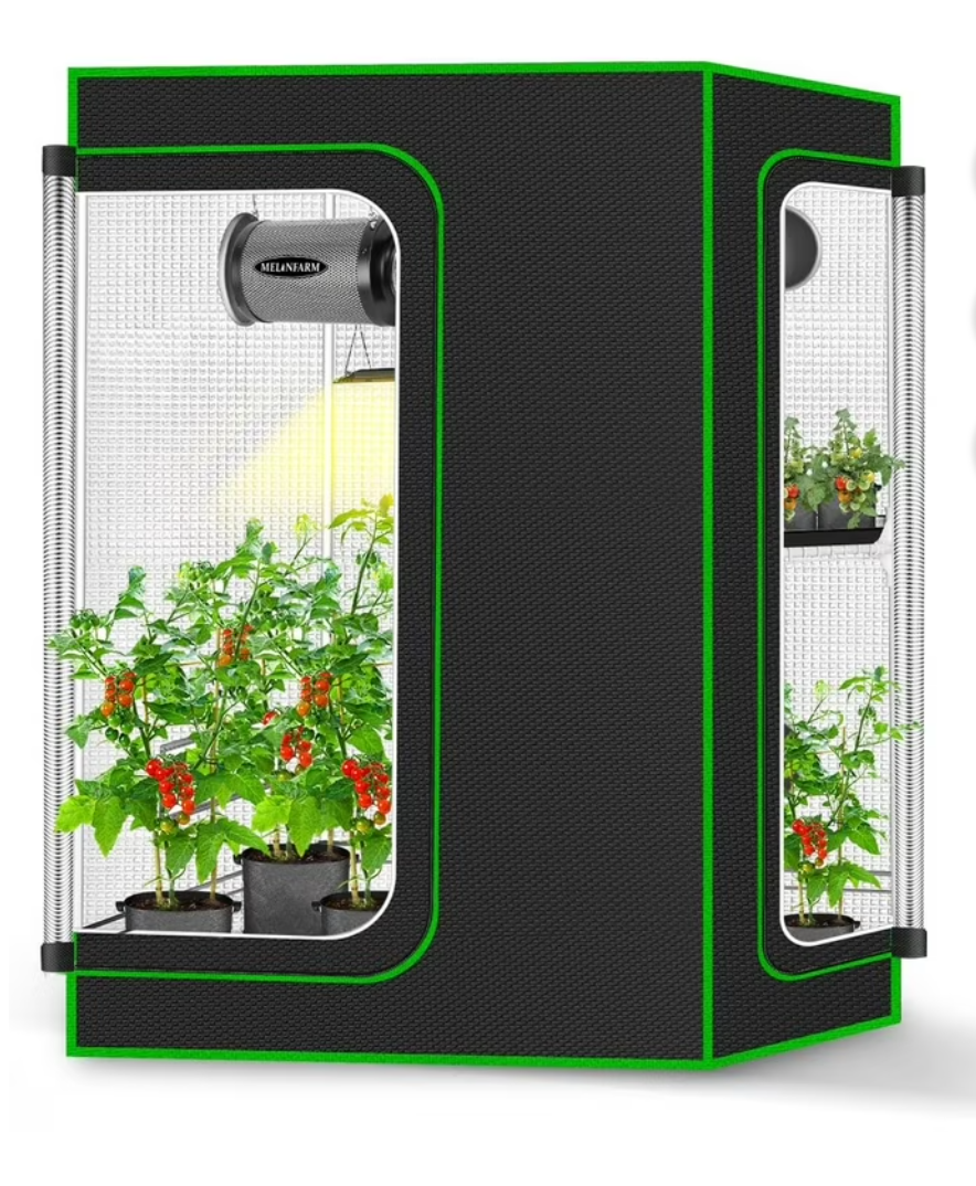MELONFARM 2-in-1 Grow Tent, 36"x24"x48" High Reflective Diamond Mylar with Multi-Chamber and Floor Tray for Hydroponic Indoor Growing