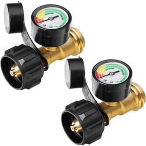 Propane Tank Gauge, 3 Colors Coded Universal for Cylinder, Grill, Heater, RV Camper and More, 5-40 Pound LP Tank Gas Level Indicator, QCC1 / Type 1 Connection, 2 Pack
