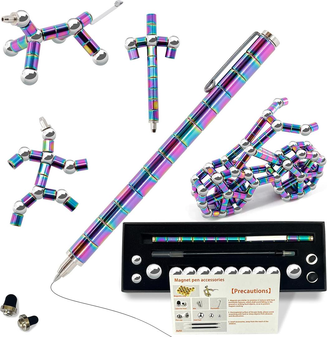 Magnetic Fidget PenCool Fidget ToysGift for Teenage Boys,Figette Toys - Perfect for Stress Relief and Focus - Great Fidget Toy for Adults and Teens - Unique Gift for Boys and Girls (Multicolored)