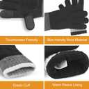 Winter Warm Gloves Men Women, Touch Screen Thermal Knit Wool Gloves with Fleece Lining for Outdoors (L/XL Adult, Black)