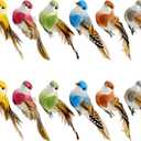 LWINGFLYER 4Inch Fake Birds Clip on Bird Ornaments for Crafts Christmas Tree Decoration Wreaths Decor Floral Arrangements, 12pcs Artificial Simulation Foam Feather Birds