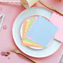Whaline 300Pcs Pastel Rainbow Cocktail Napkin Macaron Color Scalloped Paper Napkin 6 Colors Disposable Party Dinner Napkin for Wedding Baby Shower Birthday Party Supplies Table Decor