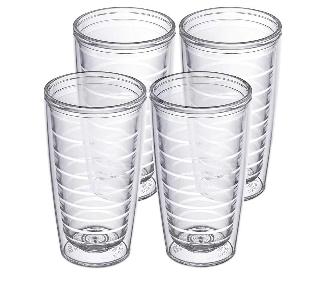 Homestead Choice 16oz Insulated Tumblers Plastic Keeps Drinks Cold & Hot, 4pack Double Walled Clear Insulated Drinking Glasses Cup, BPA-Free, Reusable, Camping, Travel, Kitchen, Party
