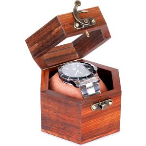Watch Box for Men, Single Slot Watch Display Case Mens Watch Box Organizer, Dark Rosewood Watch Cases for Men Watch Storage, Valentines Gift Watch Organizer Holder Case for travel with Glass Lid (One room)