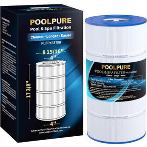 POOLPURE PLFPXST100 Pool Filter Replaces Hayward X-Stream CC1000, CCX1000-RE, Pleatco PXST100, Ultral-B6, Unicel C-8311,Filbur FC-1285, 817-0100N/P, Waterway Pro Clean 100, L x OD: 17 3/8" x 8 15/16"