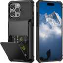 Nvollnoe Compatible with iPhone 16 Pro Max Case with Card Holder[Store 5 Cards] Heavy Duty Dual Layer Shockproof Wallet Case with Hidden Card Slot Large Storage Cover for Men&Women 6.9 inch(Black)