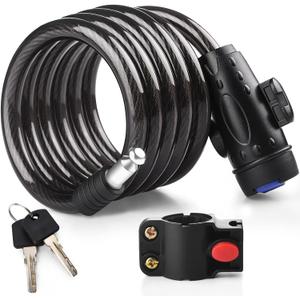 Diyife Bike Lock, [6ft/1.8m] Bike Cable Locks with 2 Keys, Weatherproof Heavy Duty Bicycle Lock Cable Anti-Theft Security Cable with Mounting Bracket for Ebike, Scooter, Motorcycle