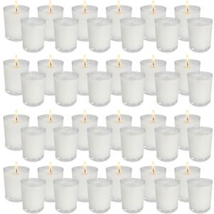 48 Pack Unscented Clear Glass Filled Votive Candles. Hand Poured Wax Candle Ideal Gifts