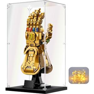 Acrylic Display Case for Lego Infinity Gauntlet 76191 Nano Gauntlet 76223 Clear Acrylic Display Box for Showcasing Figures Doll Toys Collectibles (7.5x6.3x14.2 inch, 19x16x36 cm)