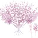 Megoogo 12 PCS Artificial Glitter Berry, Pink Christmas Glitter Picks Artificial Berries Stems for Christmas Decorations Fake Xmas Sticks for Vases Tall DIY Wreath Home Decor (15.8’’) Pink