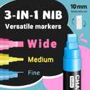 Window Chalk Markers for Glass Washable, 10 Colors Jumbo Liquid Chalk Marker with 10mm 3 in 1 Nib Thick Wide Tips, Big Chalkboard Markers, Car Paint Pen for Auto, Bistro, Mirror, Poster, Blackboards