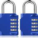 Combination Padlock Locker Lock, 4 Digit Combo Lock for Locker, Gym, School, Luggage, Gate, Suitcase, Bike, Cabinet, Shed, Storage - 2 Pack Blue