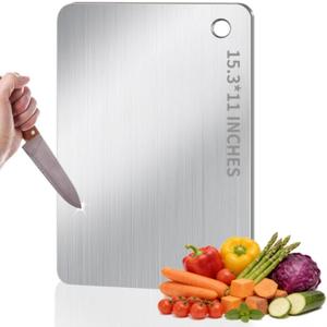 Titanium Cutting Board - 2026 New 100% Pure Titanium Cutting Boards, Food-Grade,Non-Slip Surface, Dishwasher Safe, Elegant Serving Tray, for Charcuterie, Meat, Vegetables, Easy Clean, 15.3"x11"