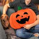 Percozzi Halloween Ghost Throw Pillow, Sofa Decorative Throw Pillow, Cuddly Pumpkin Black Cat Shaped Stuffed Pillow, Furry Spooky Ghost Plush Modern Home Decor