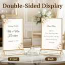 EHWINE 6 Pack Acrylic Sign Holder 4 x 6, Double Sided Gold Picture Frame Stand up Table Top Sign Holders, Clear Display Stand Menu Flyer Holder for Wedding Party