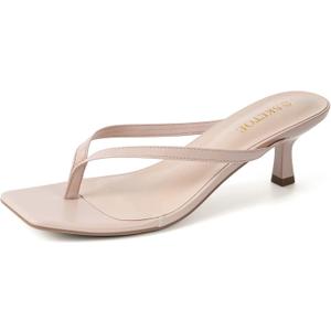 SKETOE Kitten Heels for Women Flip Flop Thong Sandals 2 Inch Nude (9.5)