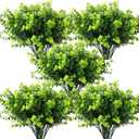 RECUTMS Artificial Outdoor Flowers Artificial Greenery Artificial Plant Bundles Spring Greenery Outdoor Plants Artificial UV Resistant for Porch Artificial Eucalyptus Stems,10 Pcs(Green)
