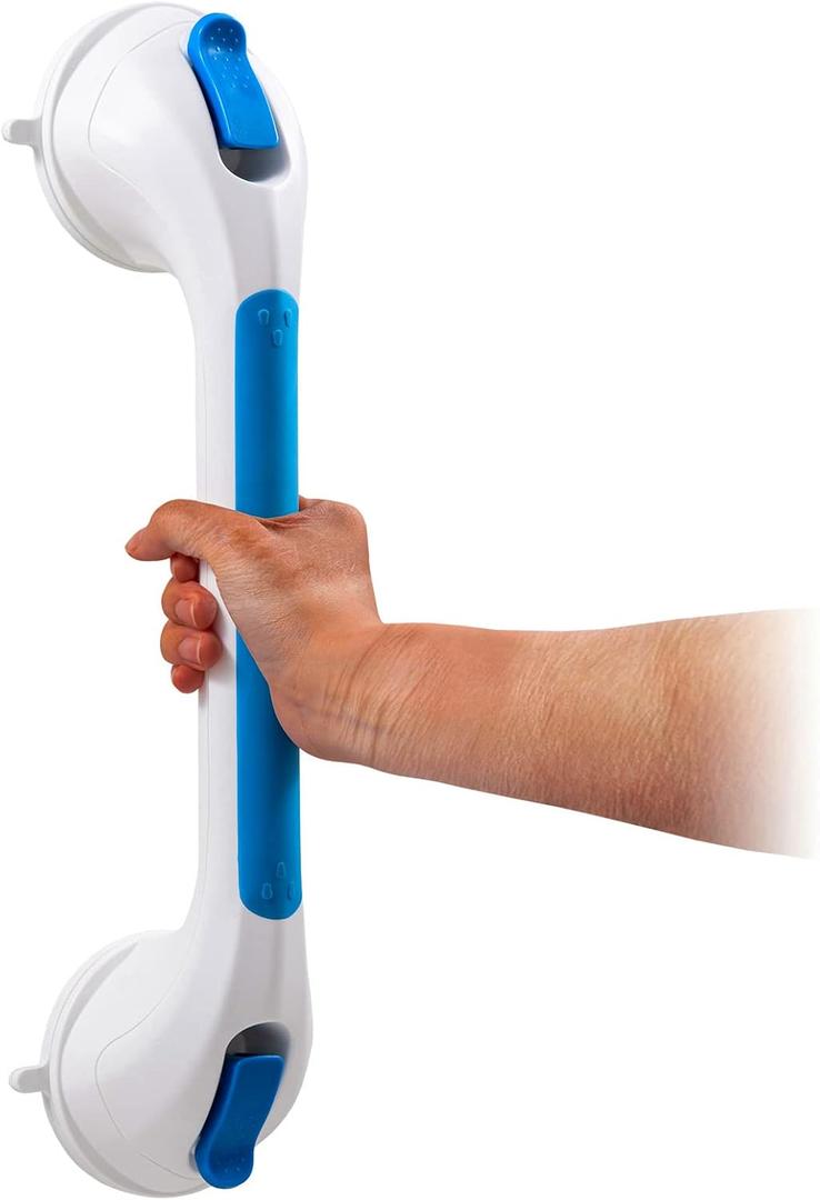 TAILI Shower Grab Bar Suction Grab Bars for Bathtubs and Showers, Heavy Duty Bath Handle Removable Bath Handrails for Seniors and Elderly, Bathroom Safety Grip No Drilling Waterproof,Blue (16.8")