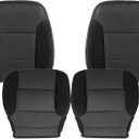 SecosAutoparts 4PCS Driver & Passenger Bottom & Top Lean Back Cloth Seat Covers Jet Black Compatible with Chevy Silverado 1500 2500HD Compatible with GMC Sierra 2014 2015 2016 2017 2018 2019