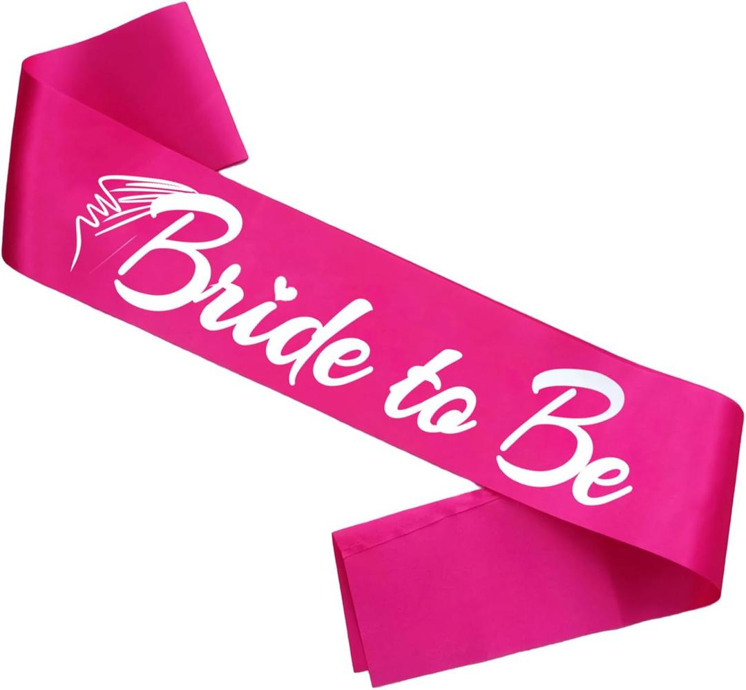 2 x Bride to Be Sash, Funny Bachelor Sashes for Future Bride Engagement Gift Idea Wedding Party Decorations Bachelorette Party Supplies, Hot Pink + Silver(Bride to Be)