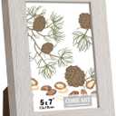 CORE ART 5x7 Picture Frame, Handmade Wood Rustic White Photo Frame, High Definition Semi-tempered Glass Wall or Tabletop Display (5x7 - 1 pack)