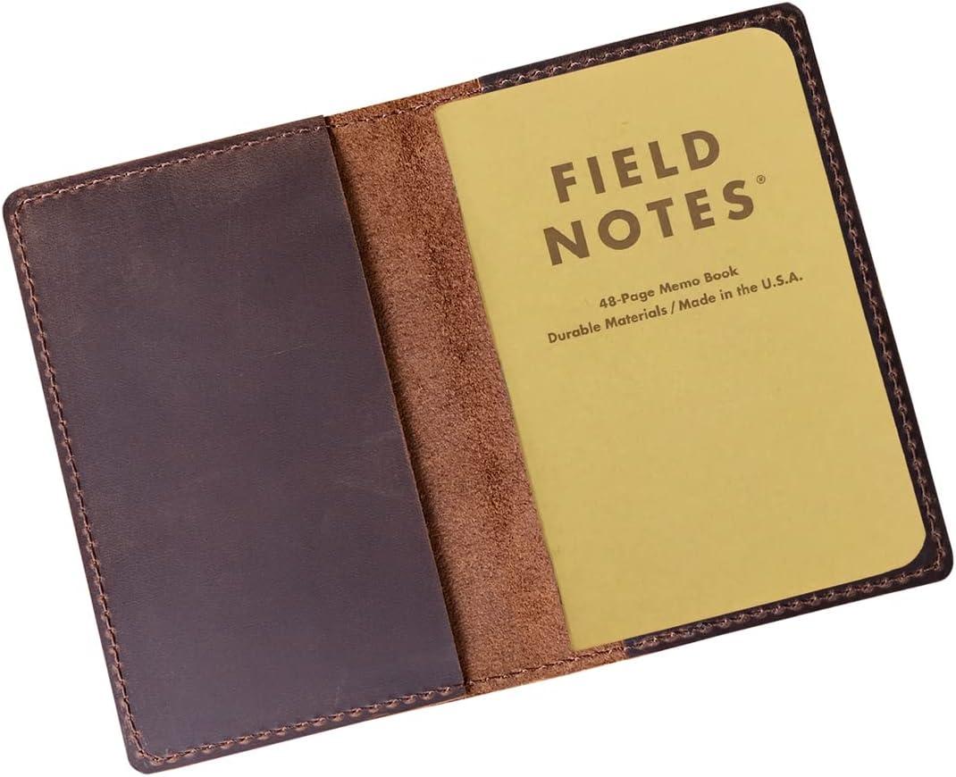 Fan&Ran Genuine Leather Journal Cover for Field Notes Notebooks, Moleskine Cahier Journal Pocket 3.5 x 5.5 Inches, Bourbon Brown