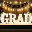 Graduation Decorations 2026, 4 LED Light Up Letters GRAD Sign for Class of 2026, Battery Operated Marquee Letter Lights GRAD Sign for High School Senior College Graduation Party Supplies- Warm White