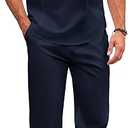 COOFANDY Men's 2 Piece Cotton Sets Casual Long Sleeve Cuban Henley Shirt and Loose Pants Set Beach Vacation Outfits, Size 3XL
