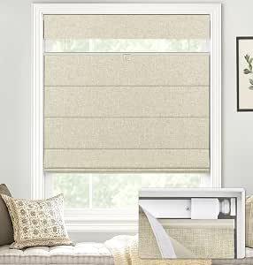 No drill cordless roman shades 34x48 blackout beige X005115HQL