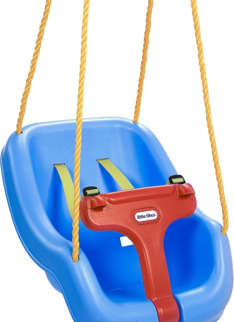Little Tikes Snug 'n Secure Blue Swing with Adjustable Straps, 2-in-1 for Baby and Toddlers Ages 9 Months - 4 Years
