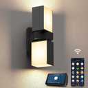 XMCOSY+ Outdoor Wall Lights, 1400LM LED Wall Sconces, Smart RGBW Porch Lights Black Exterior Wall Lighting, WiFi APP Control, Works with Alexa, Adjustable Dual-Head IP65 Waterproof Lanterns (1PK)