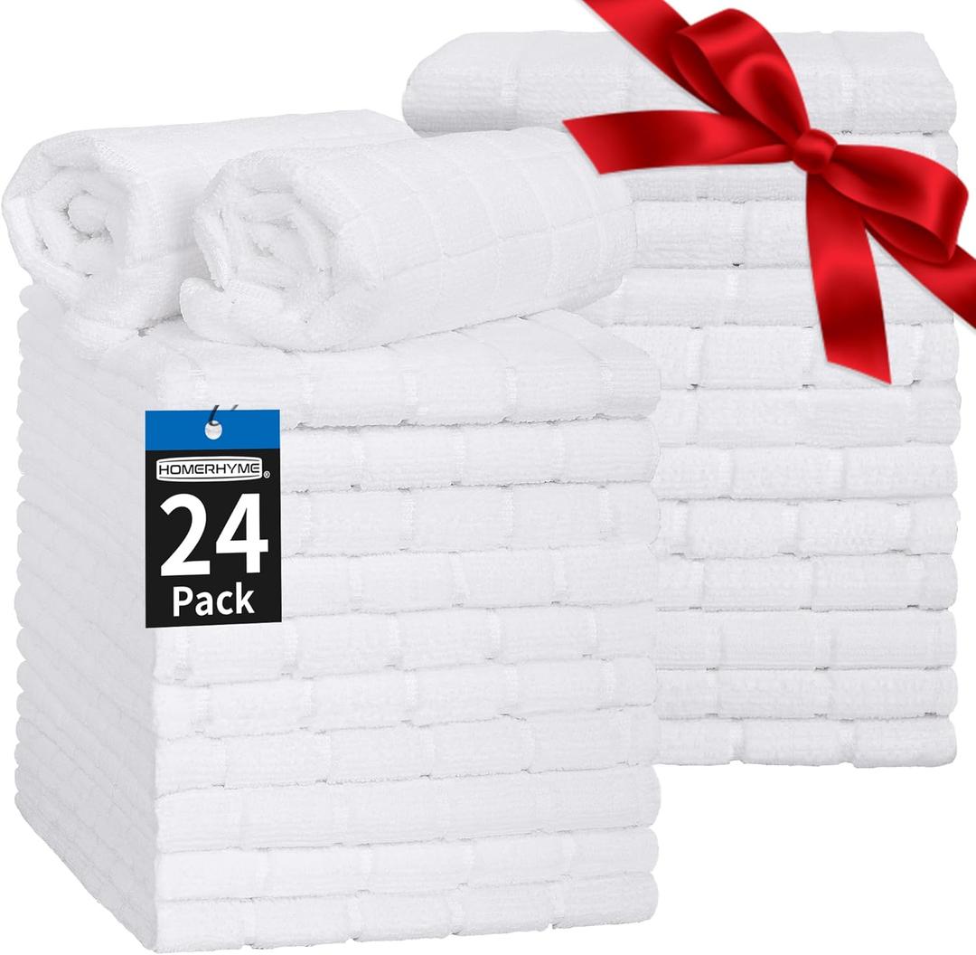Hand Towels for Bathroom, 24 Pack 25''*15'' Microfiber Bath Hand Towels, Quick Dry Lint Free Soft Absorbent Bulk Washcloths, Decorative White Towels for Tea Shower Yoga Gym Salon Kitchen